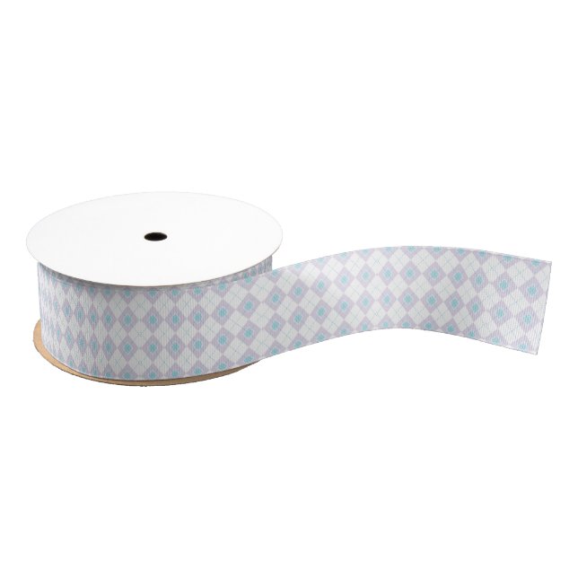 Light Blue and Purple Argyle Grosgrain Ribbon (Spool)