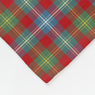 Light Blue and Red Foster Clan Ancient Tartan Fleece Blanket