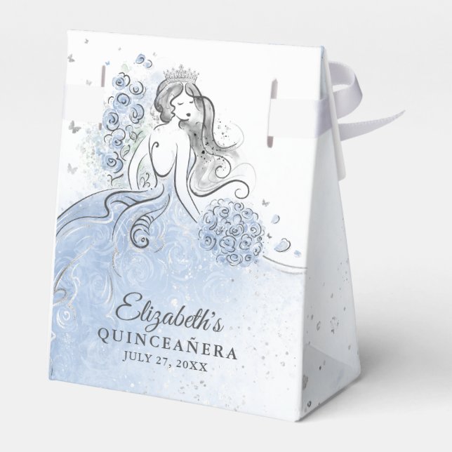 Light Blue and Silver Princess Birthday Party Favour Box (Back Side)