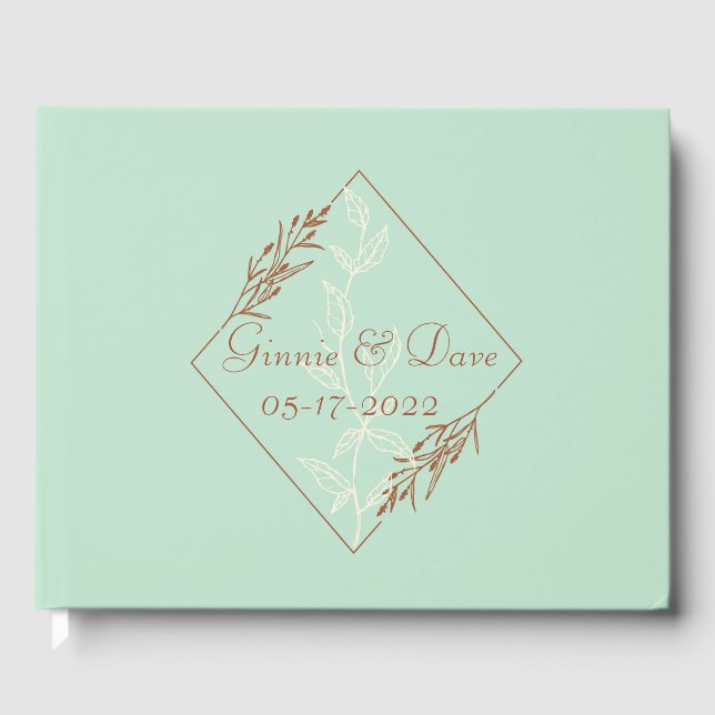 Light Blue and Tan Elegant Wedding Guest Book (Front)