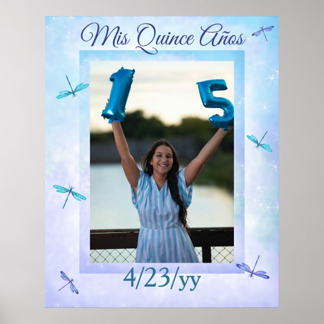 Light Blue and Turquoise Quinceanera Welcome Sign (Front)