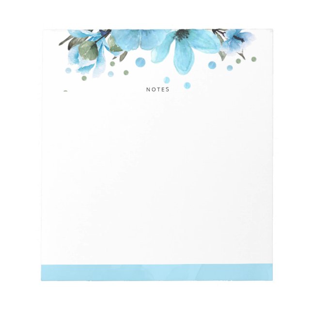 Light blue and watercolor flowers notepad (Front)