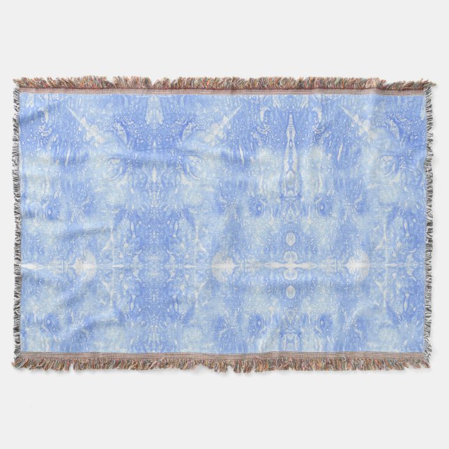Light Blue and White Abstract Sherpa Blankets (Front)