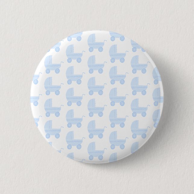 Light Blue and White Baby Stroller Pattern. 6 Cm Round Badge (Front)