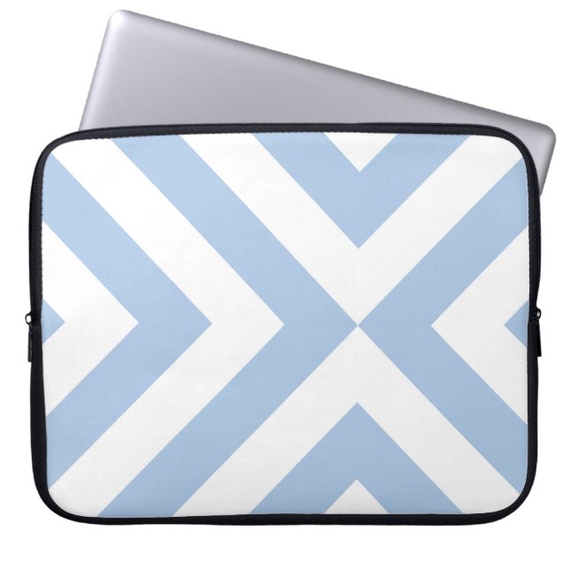Light Blue and White Chevrons Laptop Sleeve (Front)