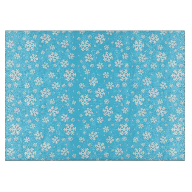 Light Blue and White Christmas Snowflakes Pattern Cutting Board (Front)