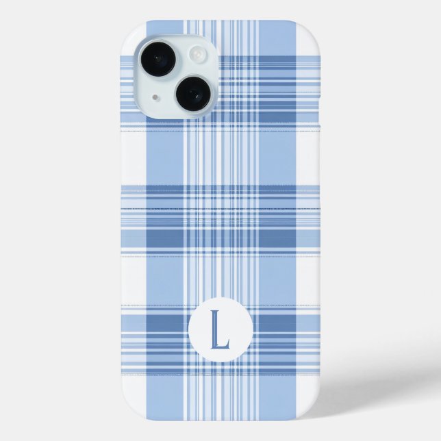 Light Blue and White Classic Plaid Phone Case (Back)