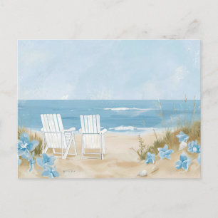 light blue and white coastal landscape postcard