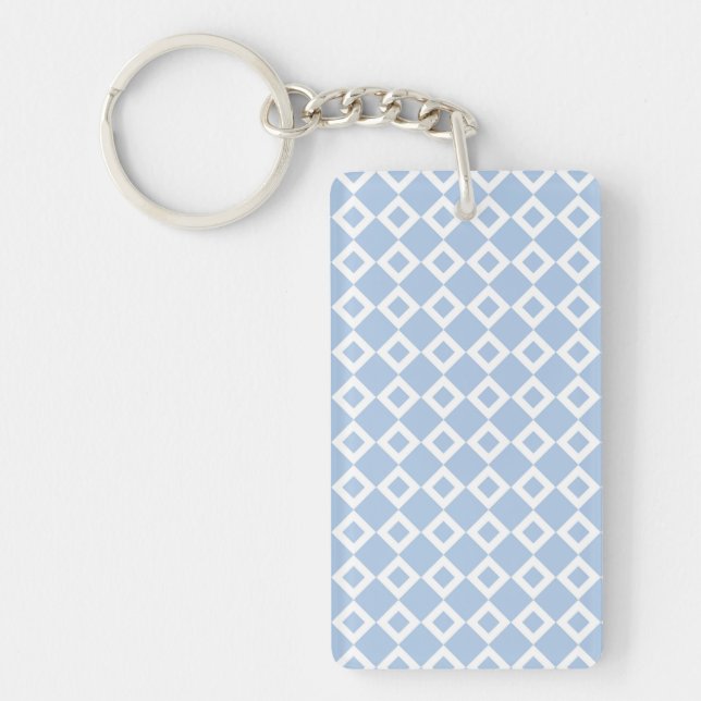 Light Blue and White Diamond Pattern Key Ring (Front)