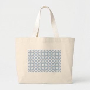Light Blue and White Diamond Pattern Large Tote Bag
