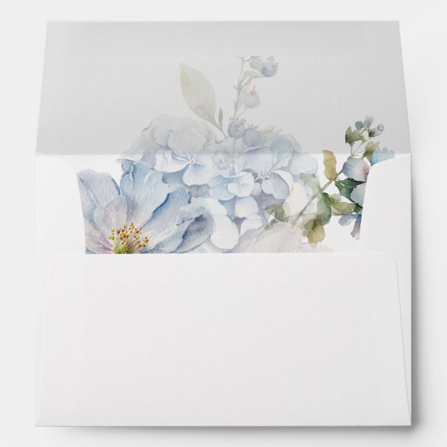 Light Blue and White Floral Wedding Envelope (Back (Bottom))