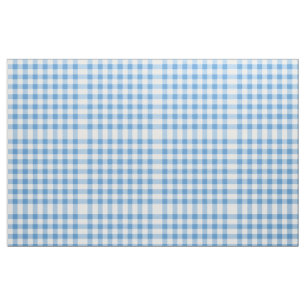 Light Blue and White Gingham Block Pattern Fabric