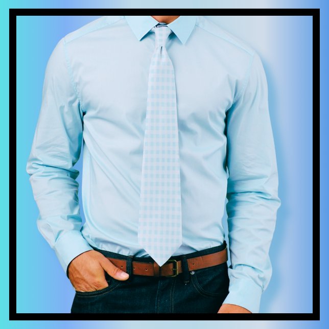 Light Blue and White Gingham Check Tie (Creator Uploaded)