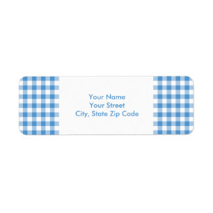 Light Blue and White Gingham Pattern address label Return Address Label