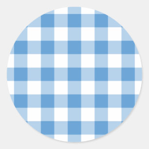 Light Blue and White Gingham Pattern Classic Round Sticker
