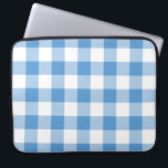 Light Blue and White Gingham Pattern Laptop Sleeve<br><div class="desc">Light blue, white, and pale blue squares form a bold, checked plaid. The baby blue and white gingham pattern reminds me of fun summer picnics and baby boys. The white is transparent, so you can change it if you like. Just click the "Customise it" button, then select a “Printed Background...</div>