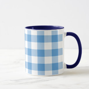 Light Blue and White Gingham Pattern Mug