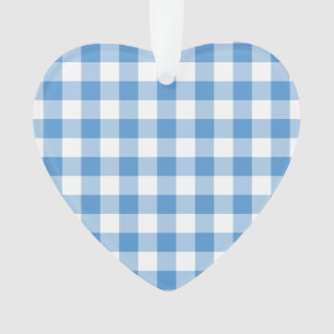 Light Blue and White Gingham Pattern Ornament