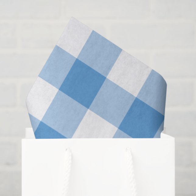 Light Blue and White Gingham Pattern Tissue Paper (Gift Bag)