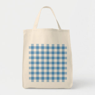 Light Blue and White Gingham Pattern Tote Bag