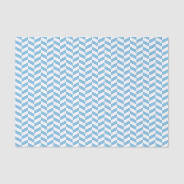 Light Blue and White Herringbone Tissue Paper (Front)