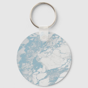 Light Blue and White Marble Pattern Key Ring