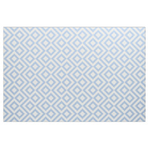 Light Blue and White Meander Geometric Pattern Fabric