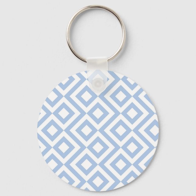 Light Blue and White Meander Key Ring (Front)