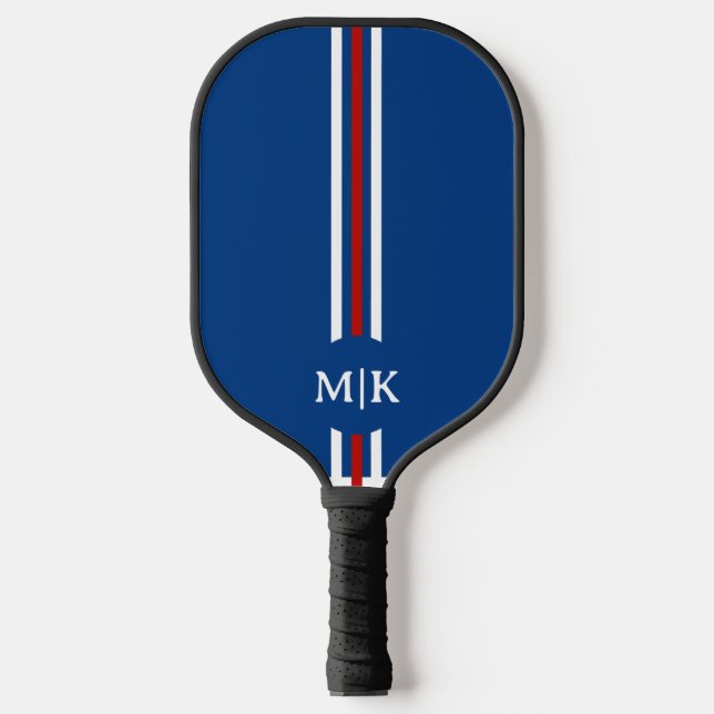 light Blue and White | Modern Monogram Pickleball  Pickleball Paddle (Front)