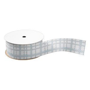 Light Blue and White Plaid Grosgrain Ribbon