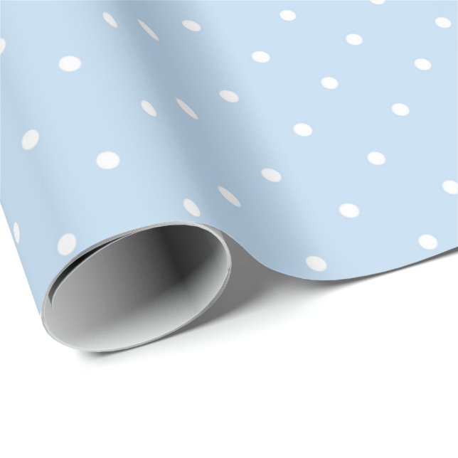 Light Blue and White Polka Dot Wrapping Paper (Roll Corner)