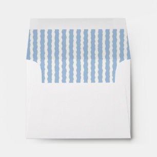 Light Blue and White Scalloped Stripe  Envelope