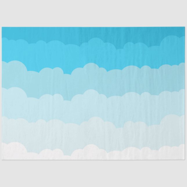Light Blue and White Sky Clouds Tissue Paper (Front)