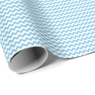 Light Blue and White Small Chevron Wrapping Paper