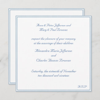 Light Blue and White Square Wedding Invitation