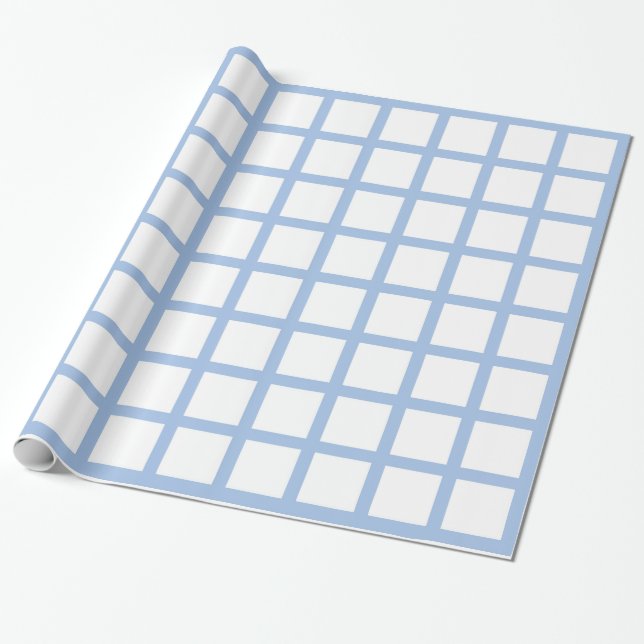 Light Blue and White Squares Wrapping Paper (Unrolled)