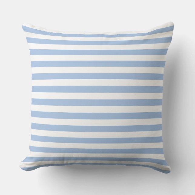 Light Blue and White Stripe Throw Pillow (Front)