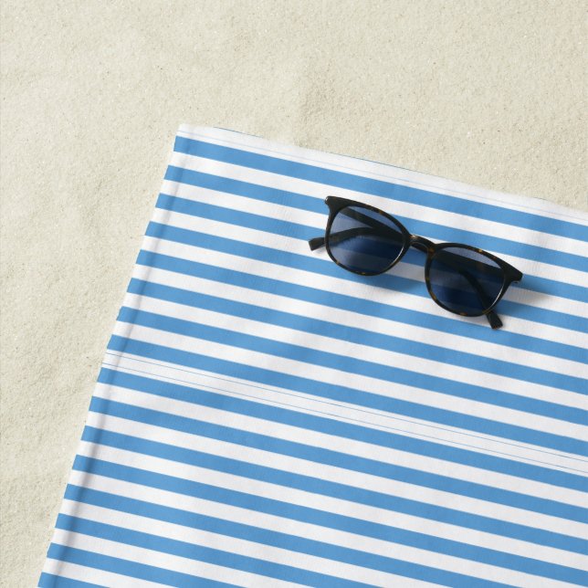 Light Blue And White Striped Beach Towel (In Situ)