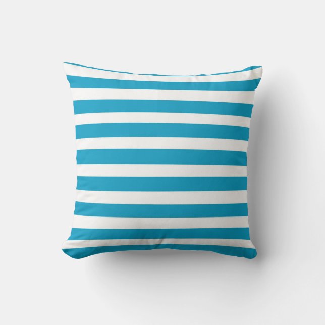 Light Blue and White Stripes Cushion (Front)