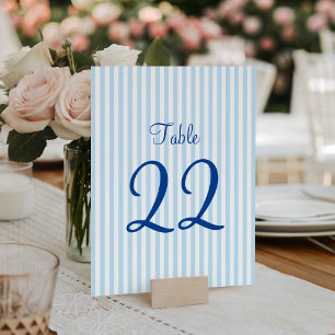 Light Blue and White Stripes Table Number