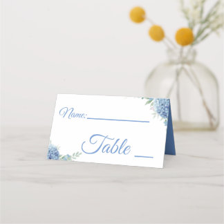 Light blue and white wedding place cards