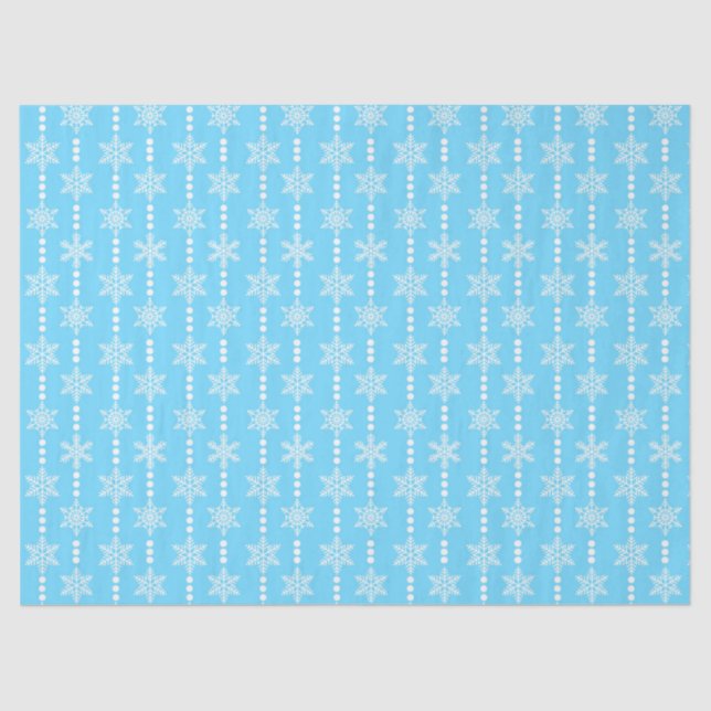 Light Blue and White Winter Snowflakes Pattern Tissue Paper (Front)