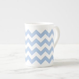 Light Blue and White Zigzag Bone China Mug