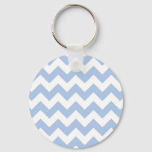 Light Blue and White Zigzag Key Ring