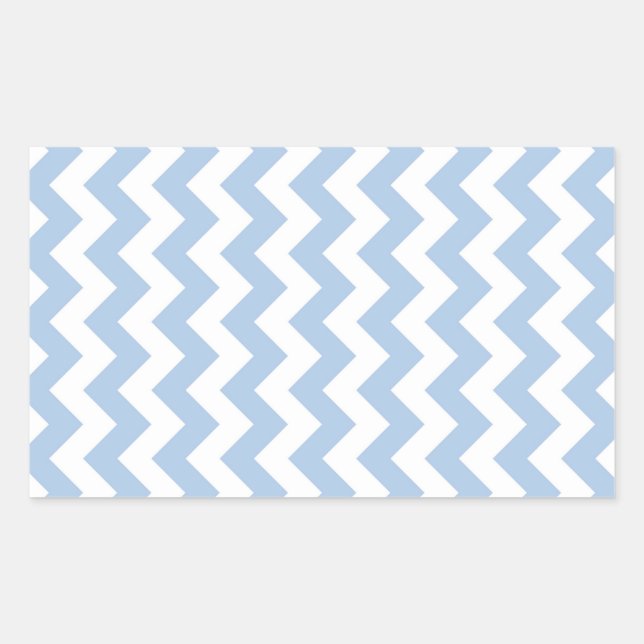 Light Blue and White Zigzag Rectangular Sticker (Front)