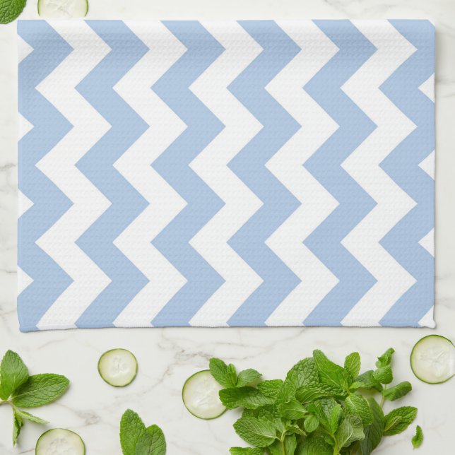 Light Blue and White Zigzag Tea Towel (Folded)