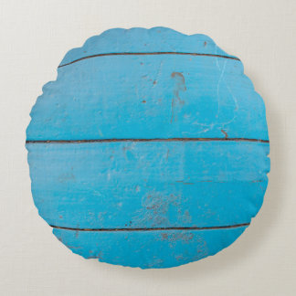 Light blue aquamarine fresh vintage wood dusty flo round cushion