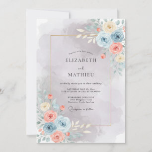 Light Blue Artistic Watercolor Wedding Invitation