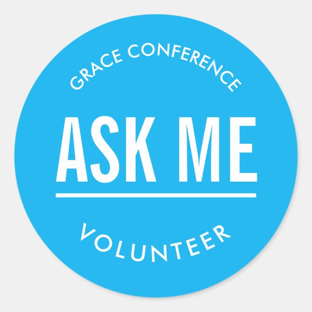 Light blue ask me volunteer sticker (Front)