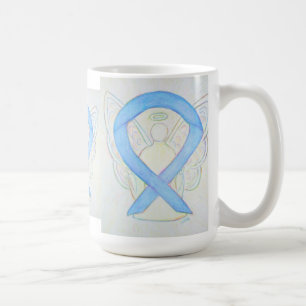 Light Blue Awareness Ribbon Angel Art Mug